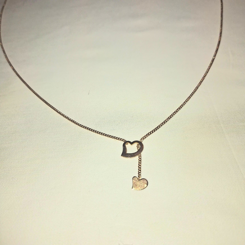 Avon Golden Double Heart Necklace
